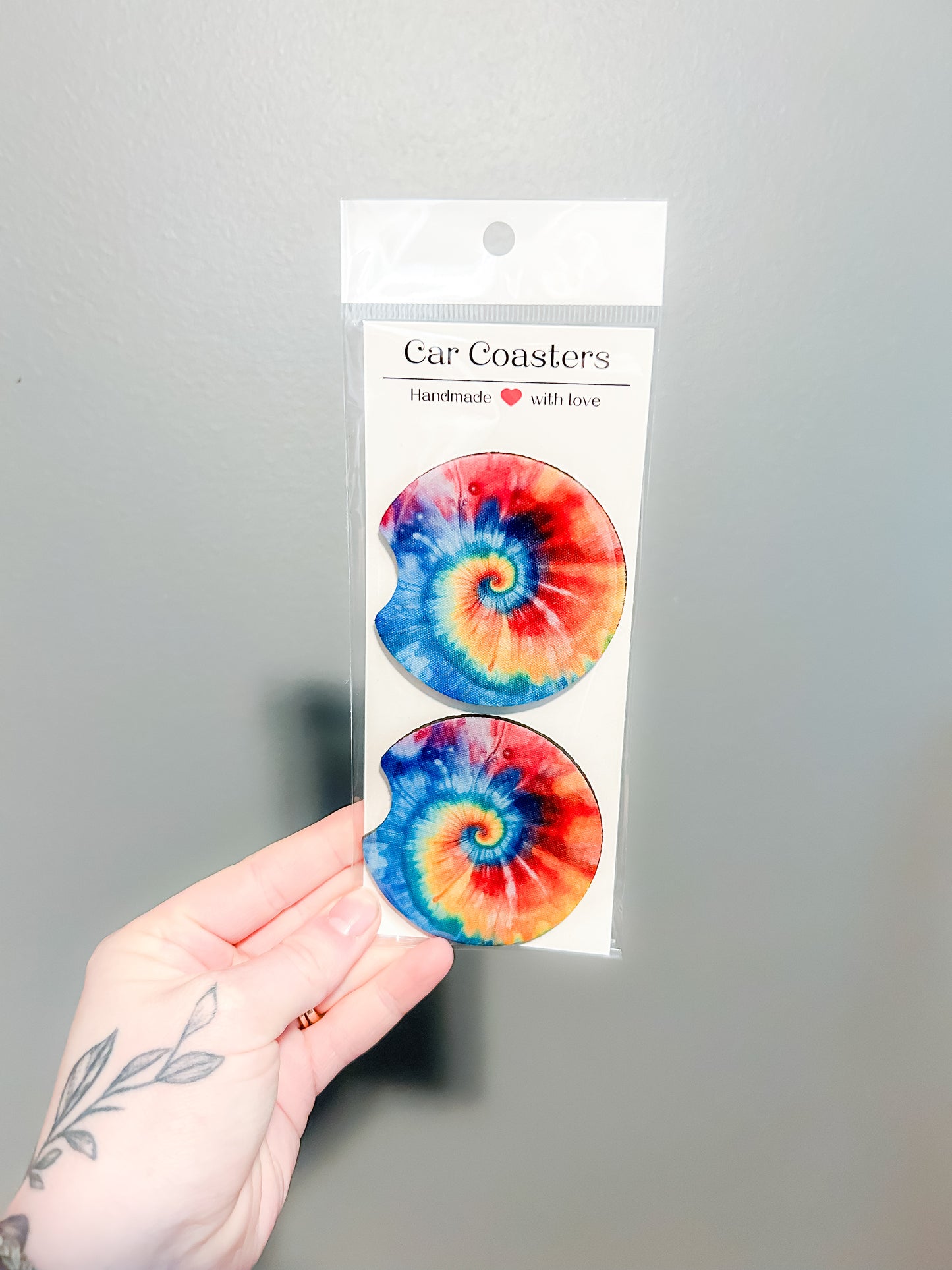 Tiedye car coaster set